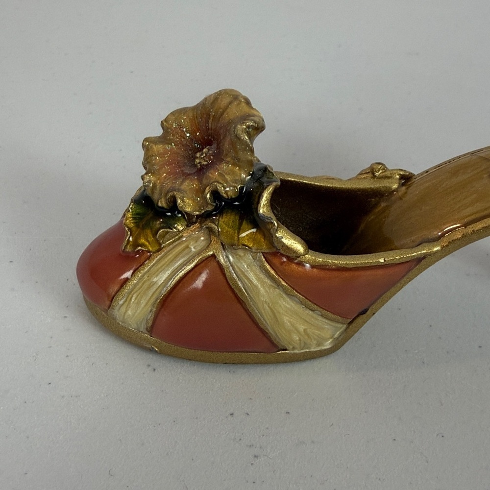 Decorative High Heel Shoe Photo Holder Memo Clip Stand Gold Orange Rhinestone - Picture 11 of 12
